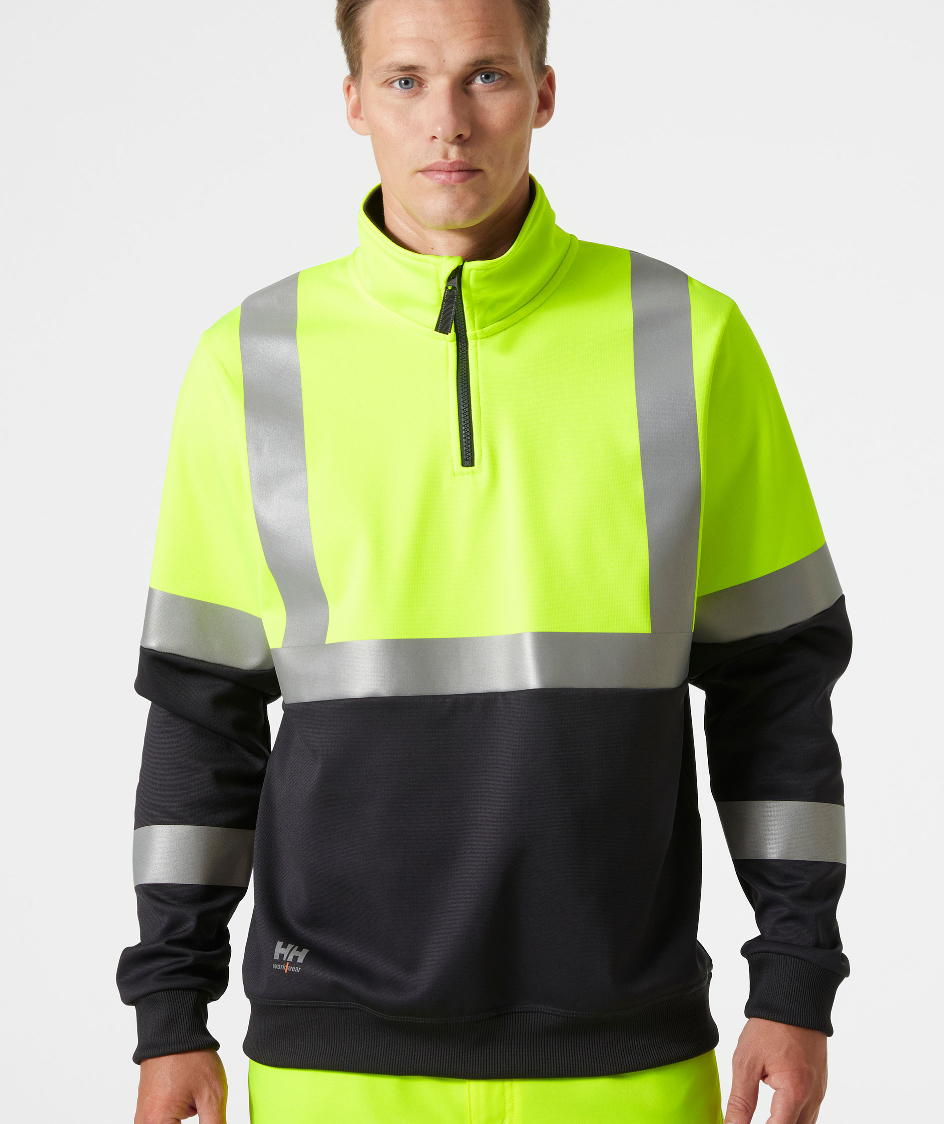Helly Hansen Addvis half zip sweatshirt, Hi-vis yellow/Ebony