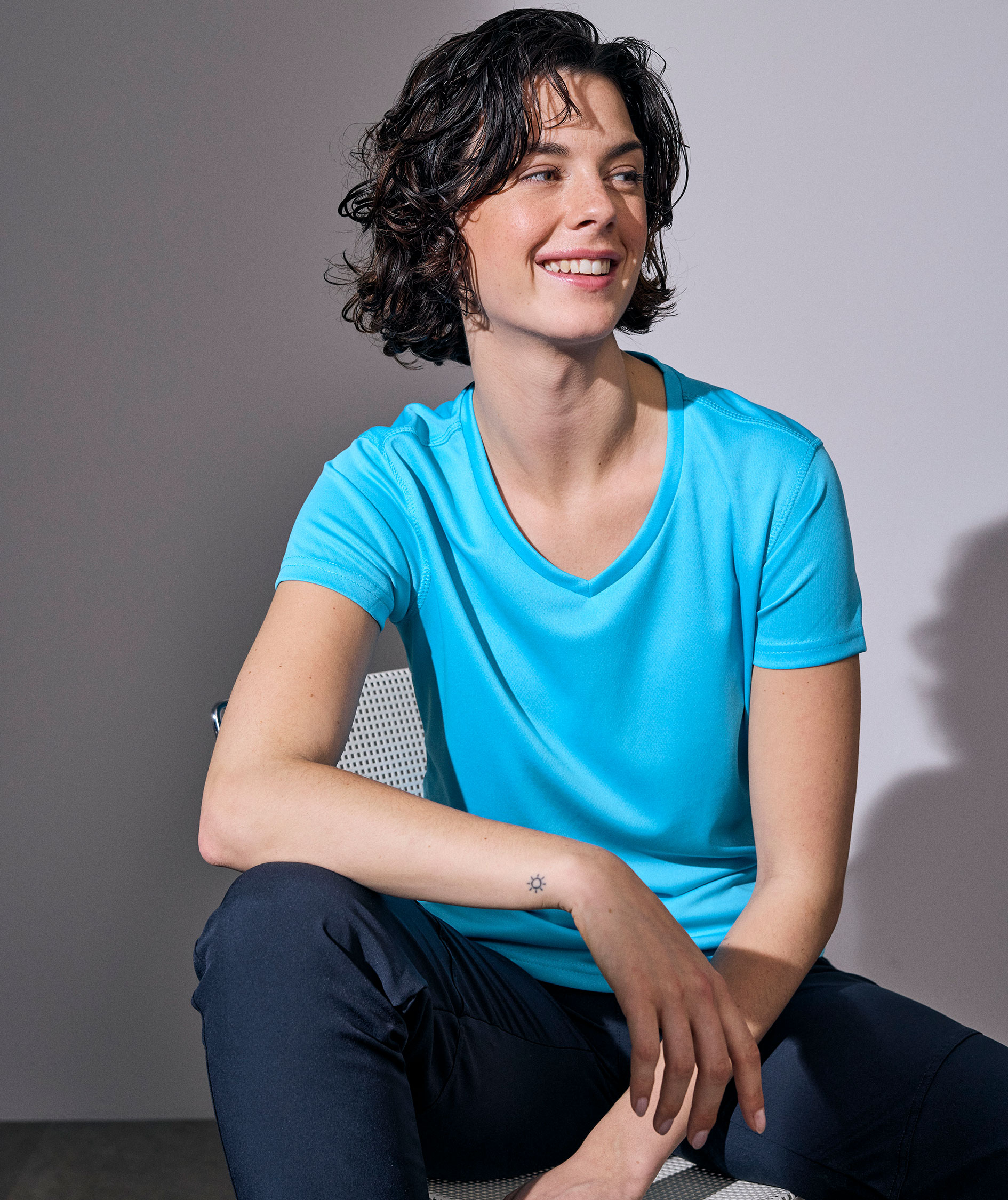 ID Yes Active T-shirt dam, Cyan