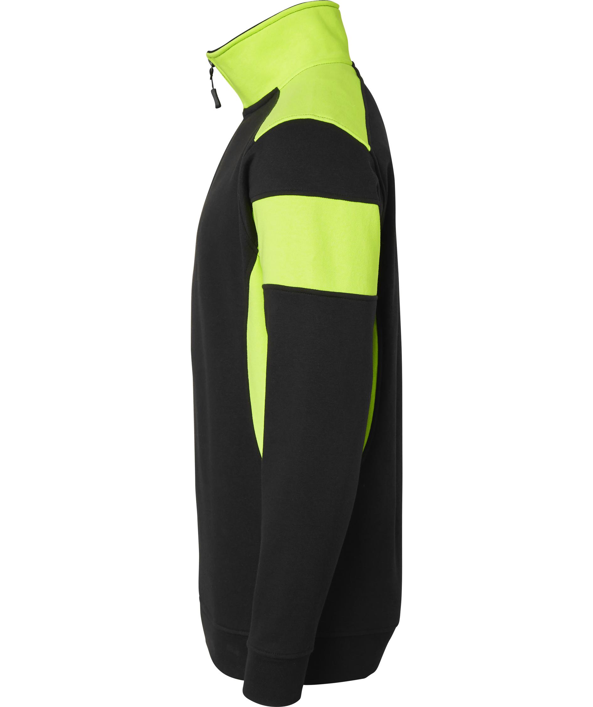 Top Swede sweatshirt med kort dragkedja 222, Svart/Varselgul, large image number 3