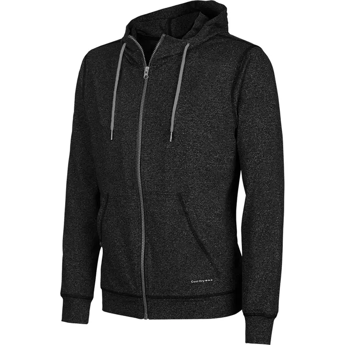 Pitch Stone hoodie with zipper, Dark black melange, large image number 0