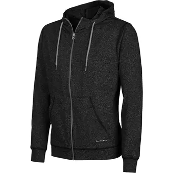 Pitch Stone Cooldry hoodie med lynlås, Dark black melange