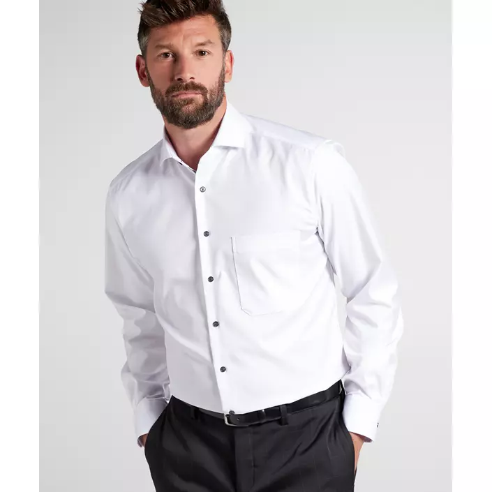 Eterna Cover Comfort fit skjorte med kontrast, Hvid, large image number 1