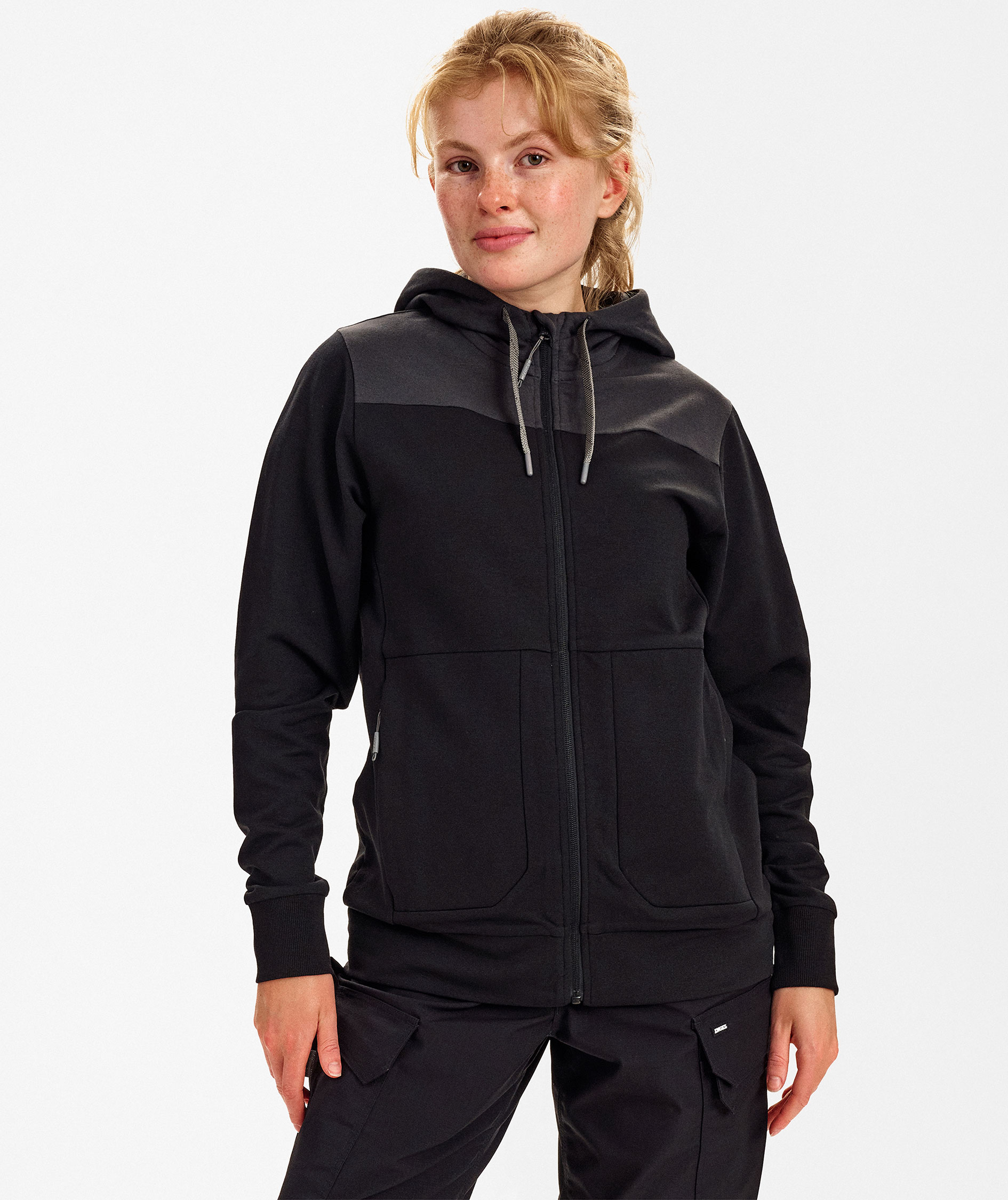 Engel Entire women's hoodie with zipper, Black/Anthracite Grey, large image number 1