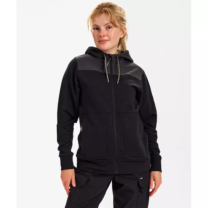Engel Entire dame hættetrøje med lynlås, Black/Anthracite Grey, large image number 1