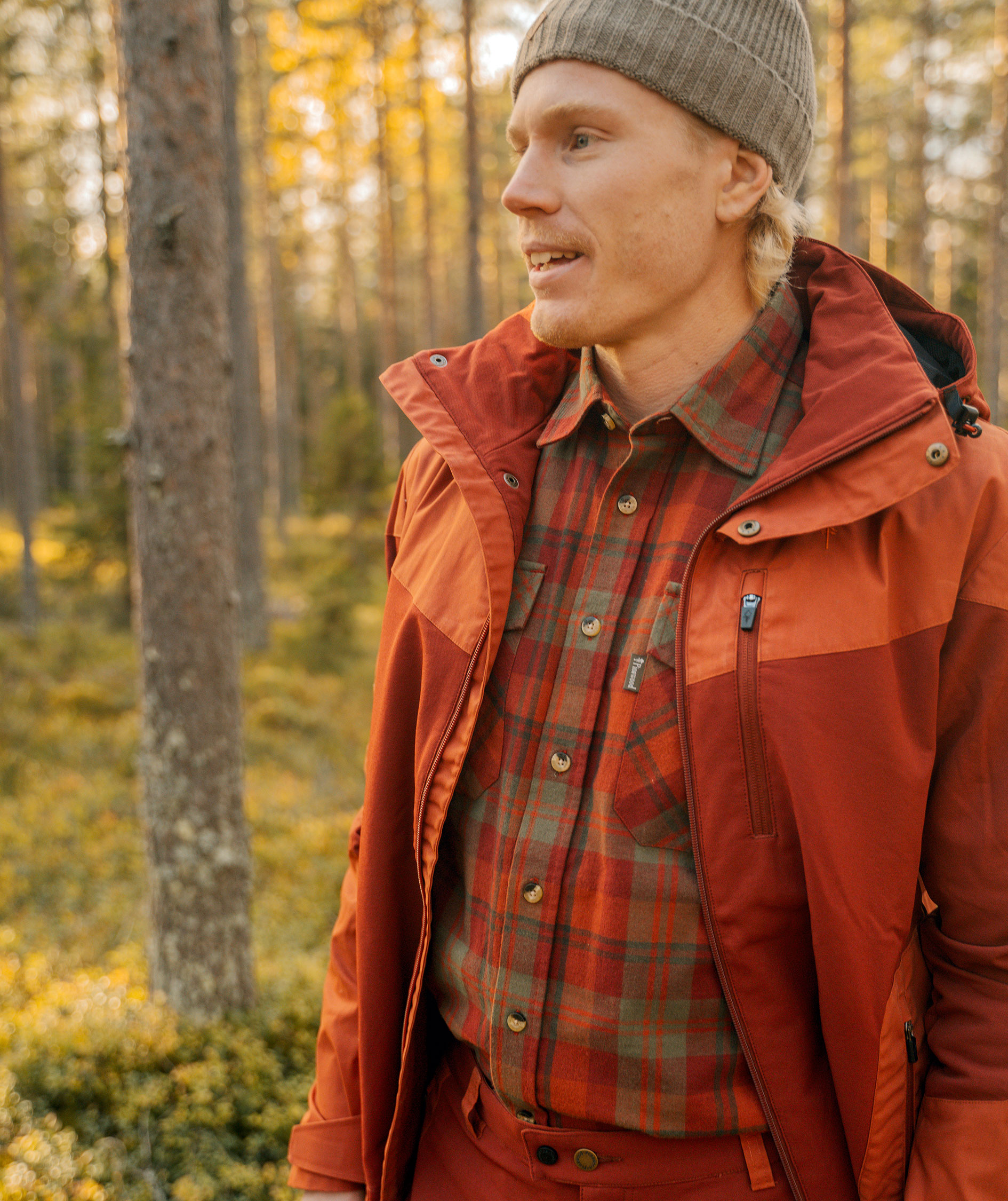 Pinewood H&auml;rjedalen regular fit flannel skovmandsskjorte, Terracotta/Green