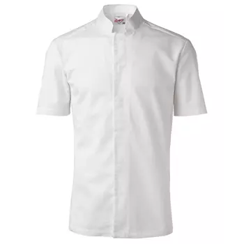 Segers modern fit kortærmet kokkeskjorte med trykknapper, Hvid