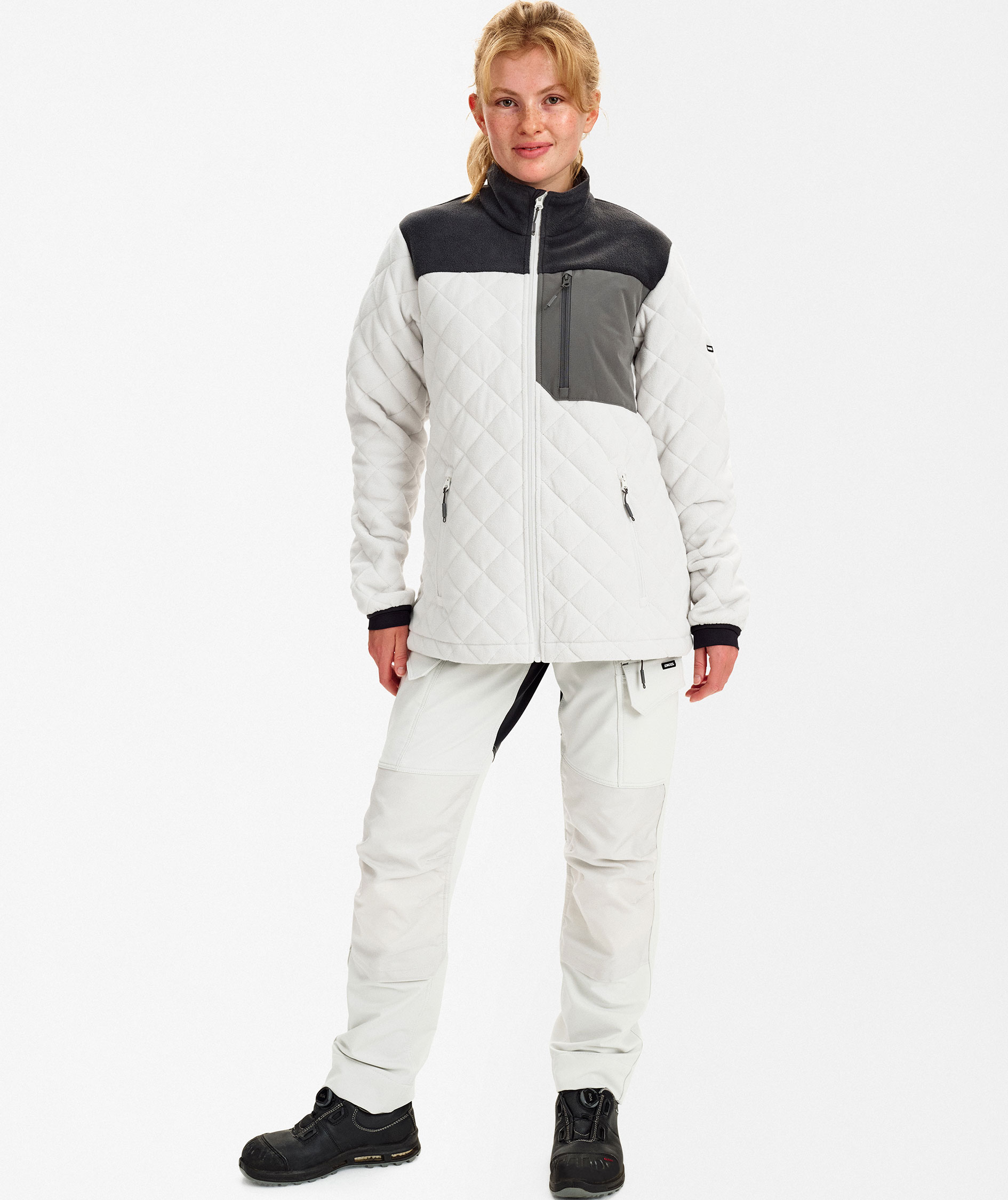 Engel Entire Damen Steppfleecejacke, Bone White/Anthracite Grey, large image number 2