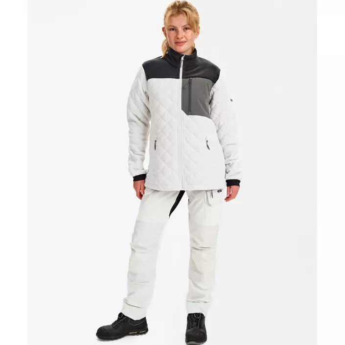 Engel Entire vatteret dame fleecejakke, Bone White/Anthracite Grey, large image number 2