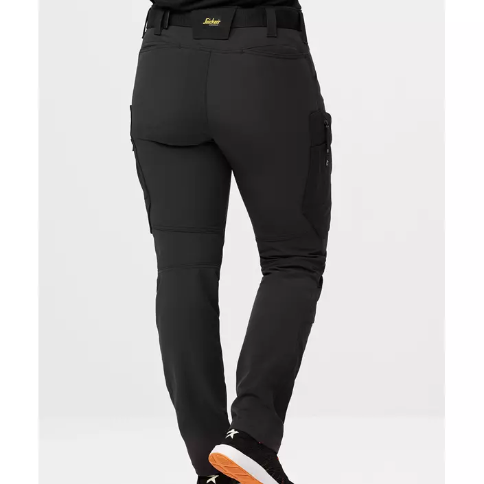 Snickers FlexiWork dame servicebukser 6877 full stretch, Black/Black, large image number 3