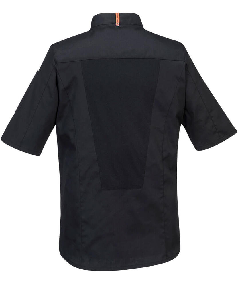 Portwest stretch Mesh Air short-sleeved chef jacket, Black