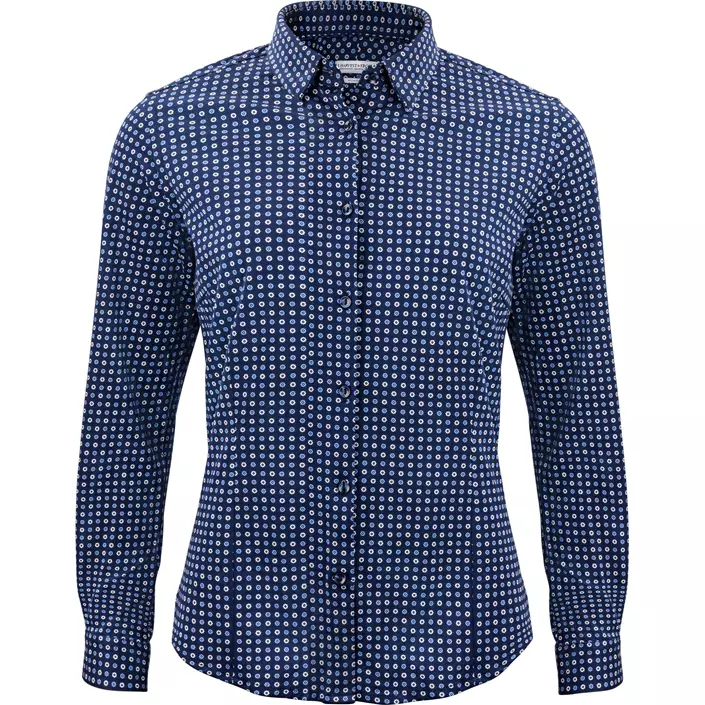 J. Harvest & Frost Piqué Indigo Bow 131 lady fit skjorte, Blue Print, large image number 0