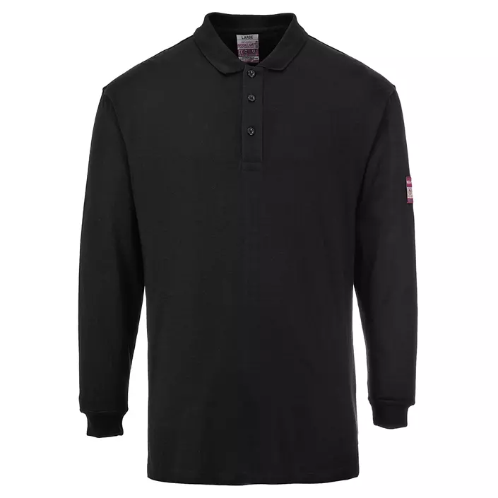 Portwest FR long-sleeved polo shirt, Black, large image number 0