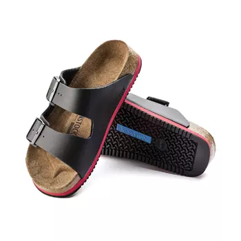 Birkenstock Arizona Narrow Fit SL sandaler, Svart/Rød
