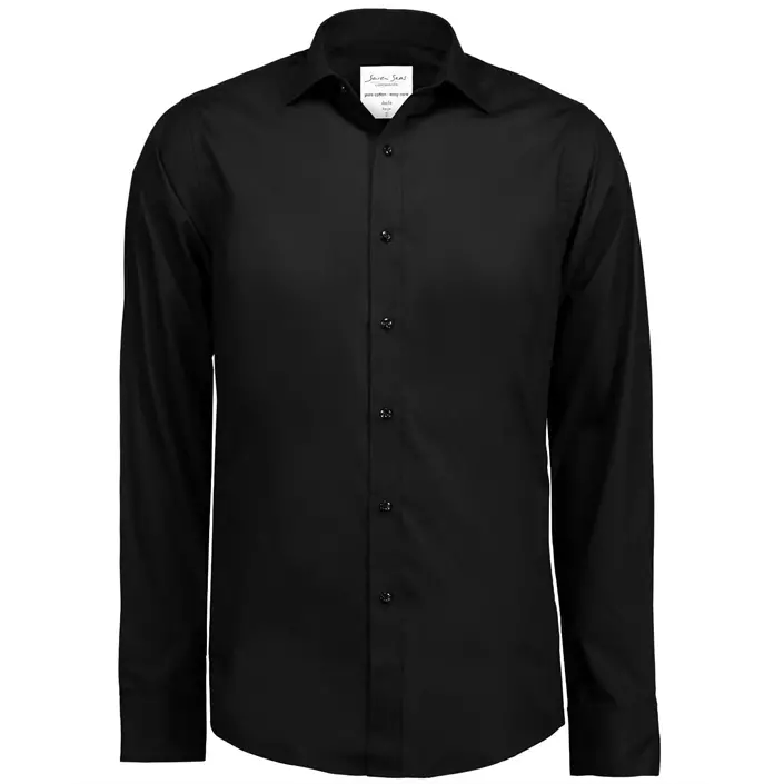 Seven Seas Slim fit Poplin shirt, Black, large image number 0