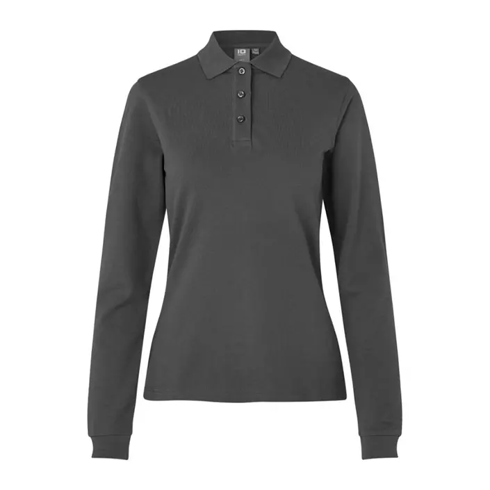 ID long-sleeved women's polo shirt with stretch, Charcoal, large image number 0