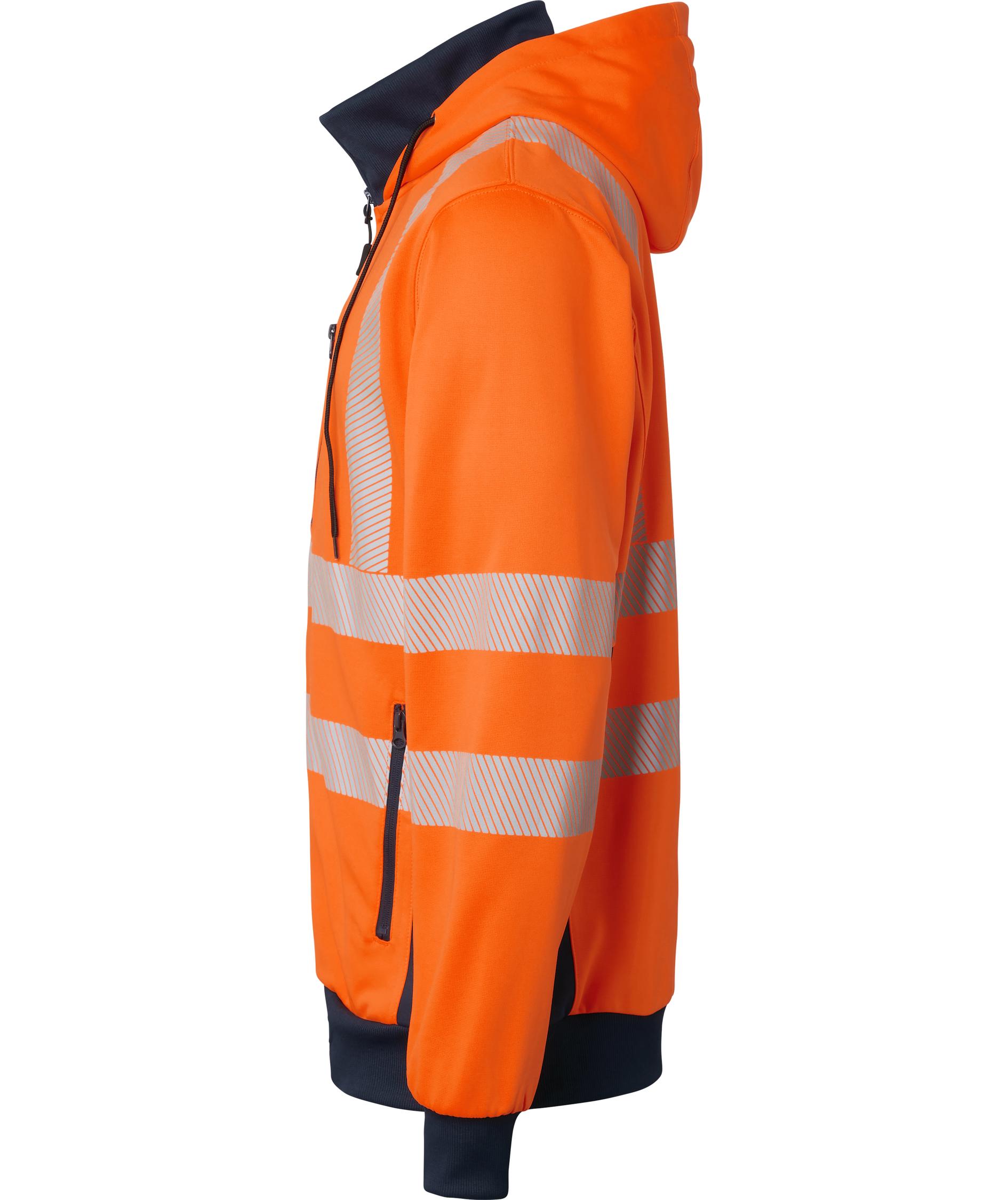 Top Swede hoodie with zipper 1729, Hi-Vis Orange/Navy, large image number 3