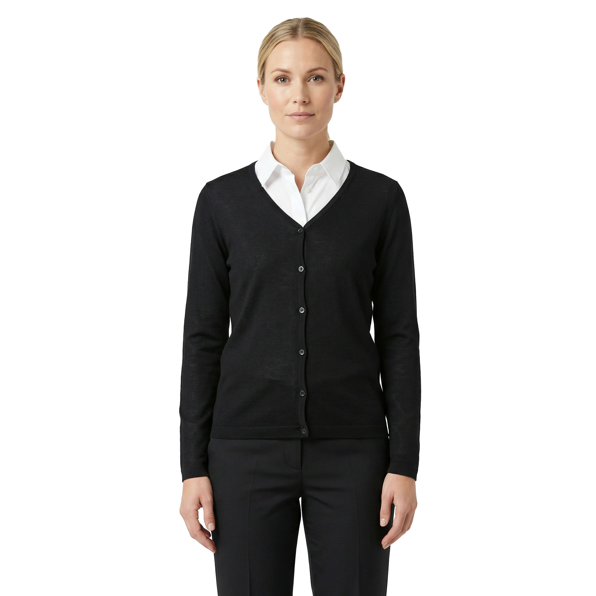 ID Damenstrickjacke mit Merinowolle, Schwarz, large image number 2