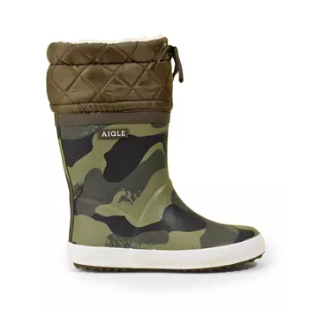 Aigle Giboulee winter boots for kids, Camouflage/Khaki