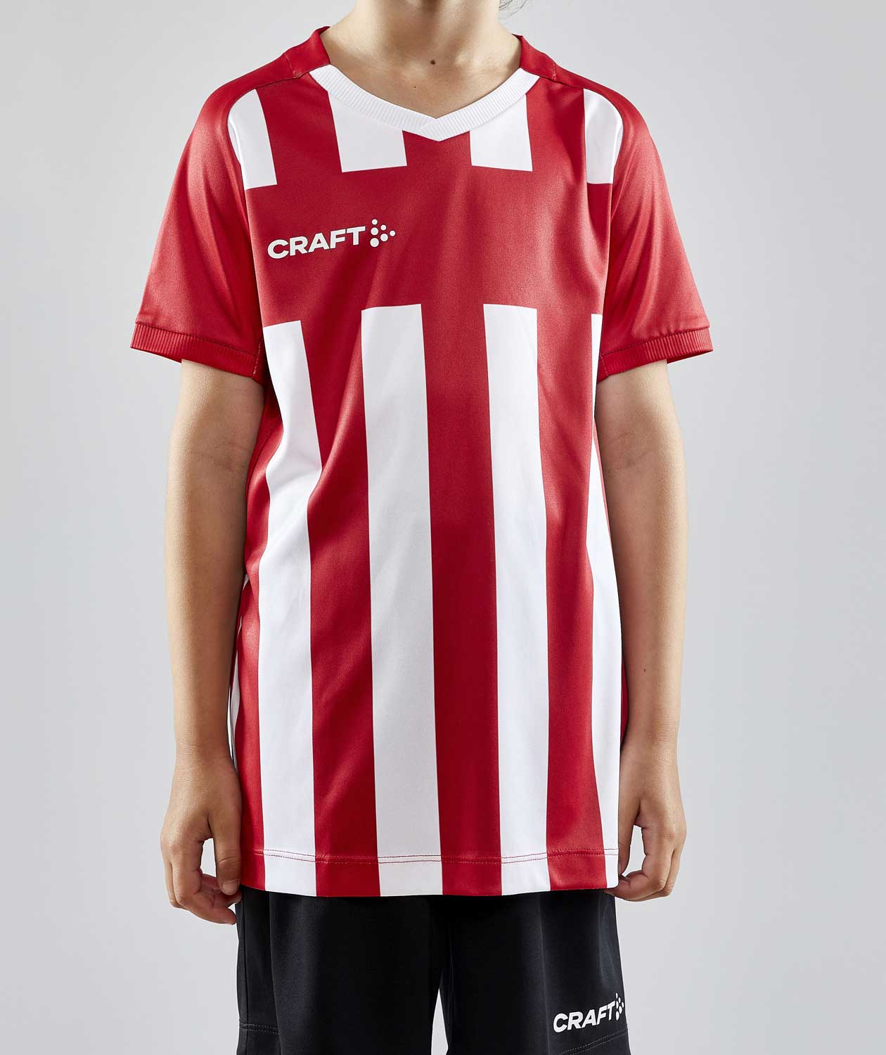 Craft Progress 2.0 Stripe Jersey T-shirt til b&oslash;rn, Hvid/R&oslash;d, large image number 1