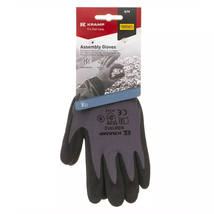 Kramp mounting gloves with oil resistant palm, Grey, large image number 2