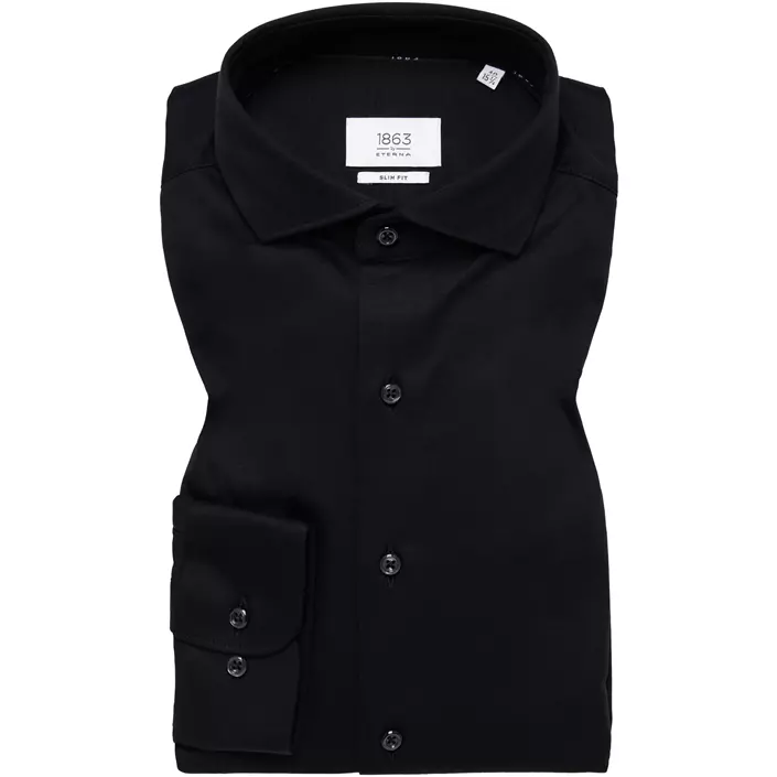 Eterna Soft Tailoring Jersey Slim fit shirt, Black, large image number 4
