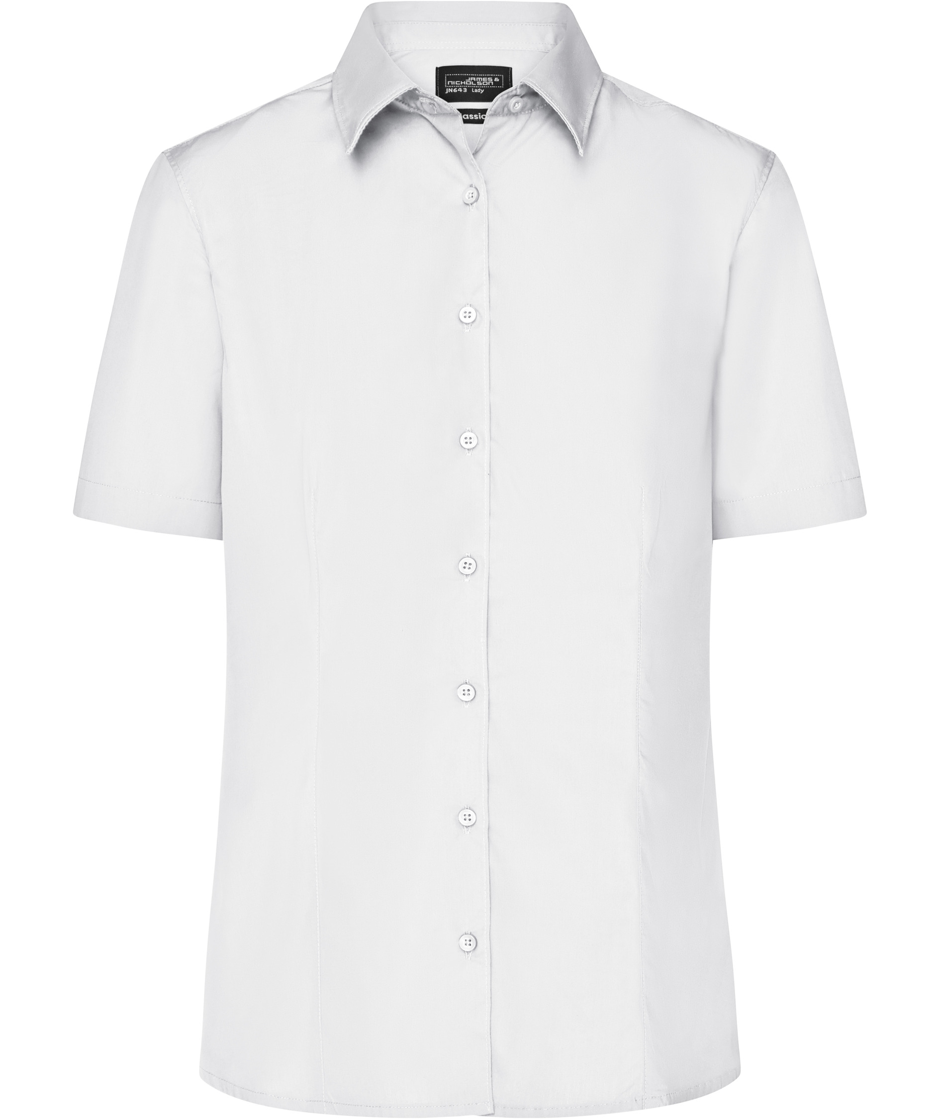 James & Nicholson women's short-sleeved Modern fit shirt, White