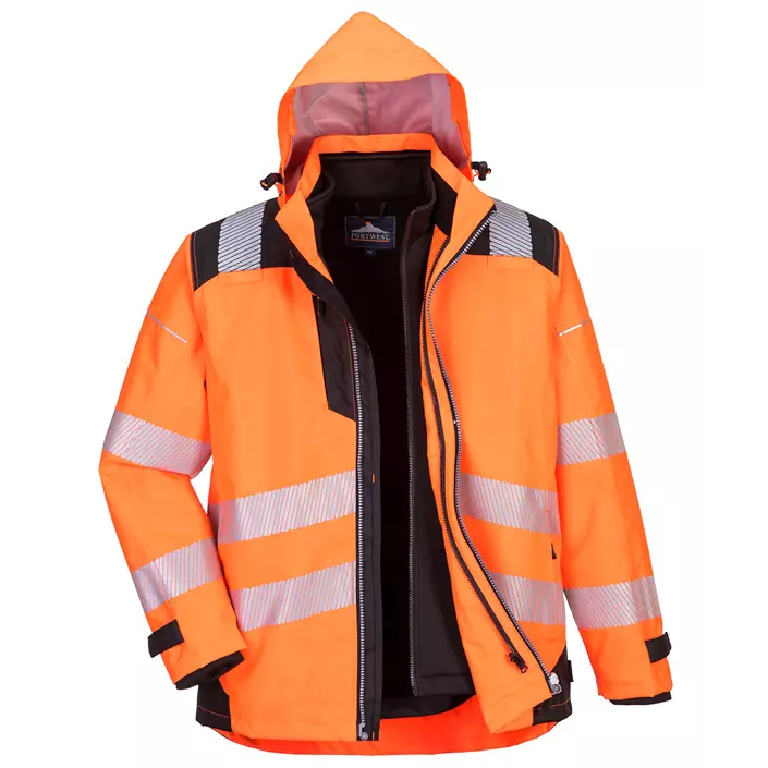 Portwest PW3 3i1 work jacket, Hi-Vis Orange/Black, large image number 0