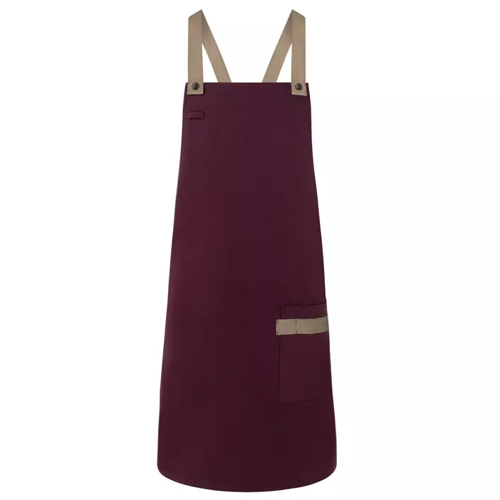 Karlowsky bib apron with pocket, Urban-look, Aubergine, Aubergine, large image number 0