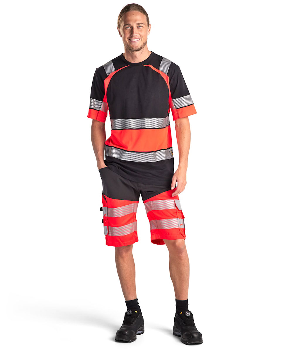 Bl&aring;kl&auml;der work shorts, Black/Hi-Vis Red