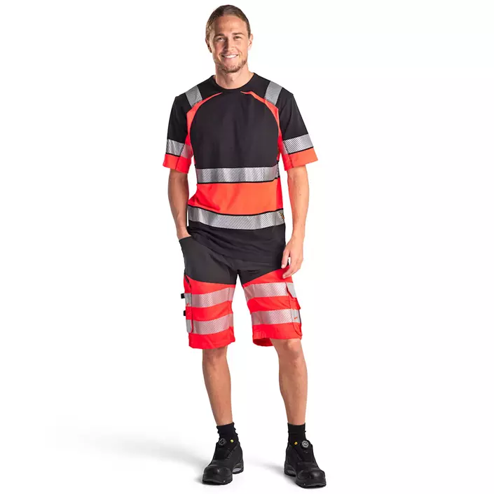 Blåkläder arbejdsshorts, Sort/Hi-Vis Rød, large image number 1