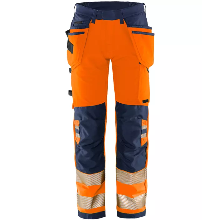 Fristads Green craftsman trousers 2644 GSTP full stretch, Hi-Vis Orange/Navy, large image number 0
