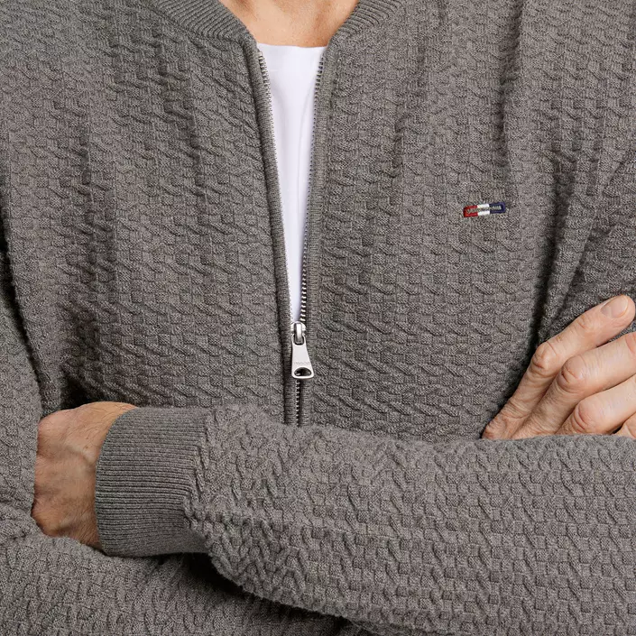 Bison stickad cardigan, Stone Mel, large image number 2