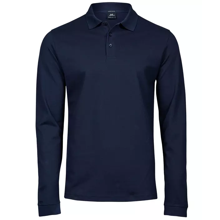 Tee Jays Luxury stretch langærmet polo T-shirt, Navy, large image number 0