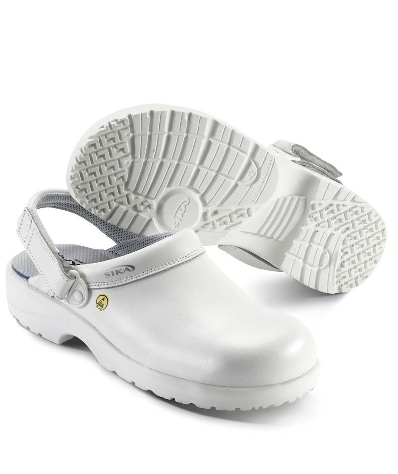 2nd quality product Sika Fusion safety clogs with heel strap SB, White