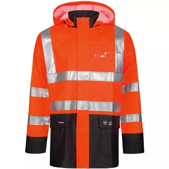 Lyngsøe PU/PVC rain jacket, Hi-Vis red/marine