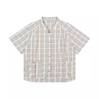 Kentaur short-sleeved women's shirt, Brown/Beige/Black Checkered