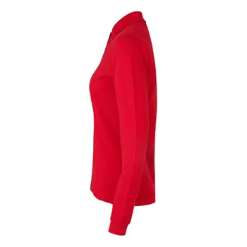 ID langærmet dame Polo T-shirt med stretch, Rød