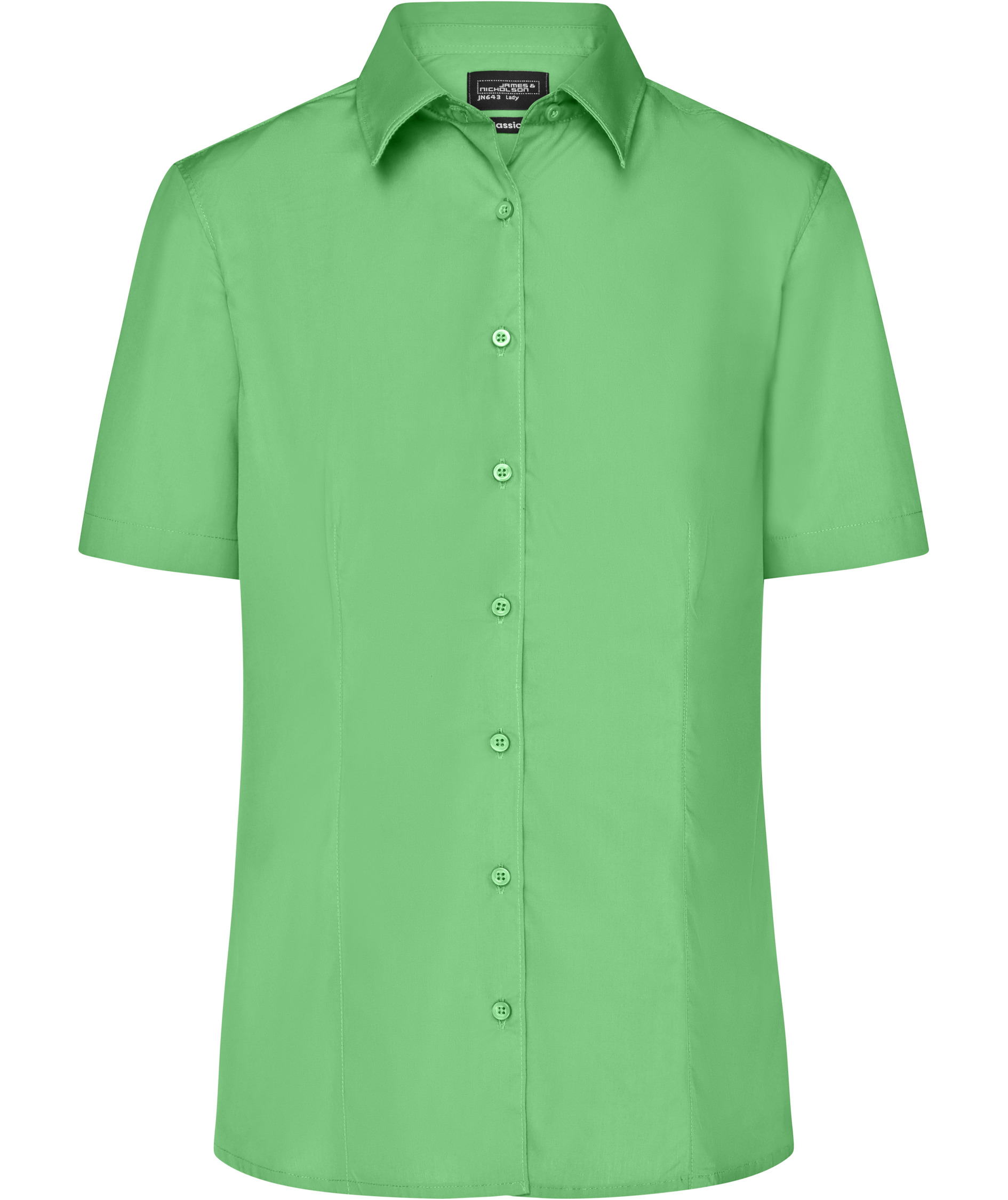 James & Nicholson women's short-sleeved Modern fit shirt, Lime Green