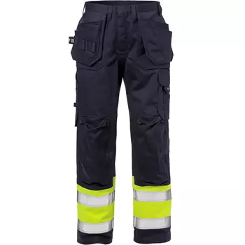 Fristads Flame craftsman trousers 2586 FLAM, Hi-Vis yellow/marine