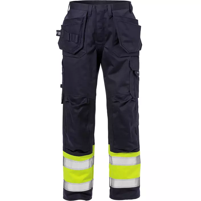Fristads Flame craftsman trousers 2586 FLAM, Hi-Vis yellow/marine, large image number 0