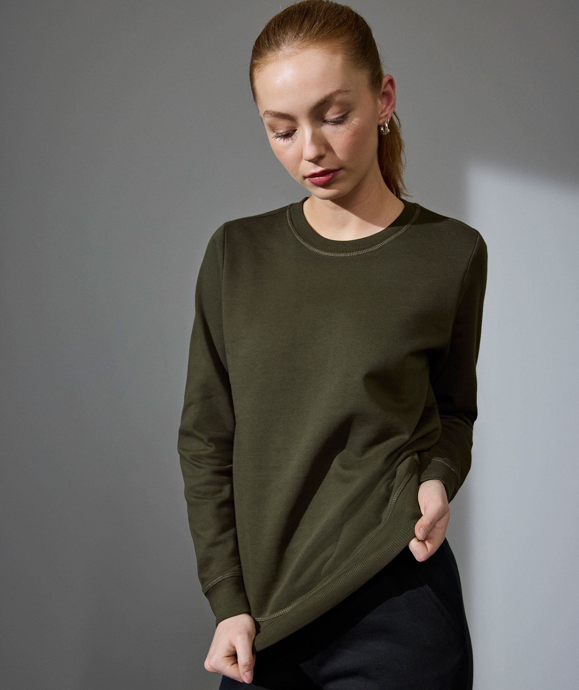 ID ekologisk sweatshirt dam, Olivgr&ouml;n, large image number 1