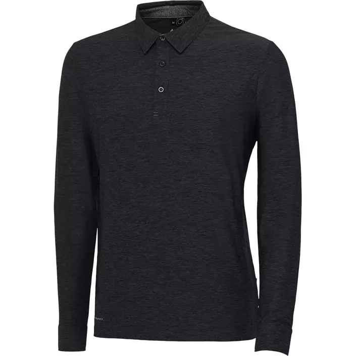Pitch Stone long-sleeved polo shirt, Black melange, large image number 0