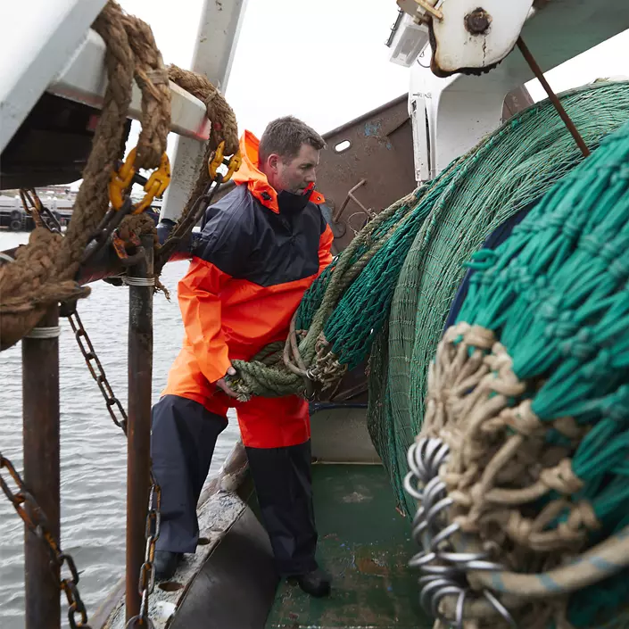 Lyngsøe PVC regnanorak, Varsel Orange/Marinblå, large image number 1