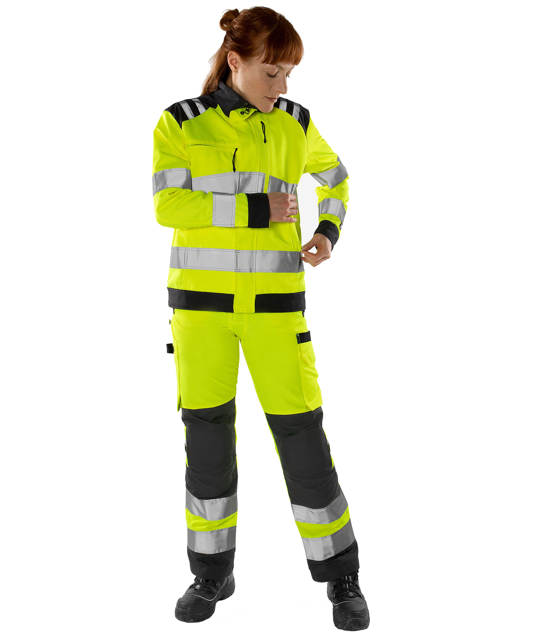 Fristads Green women's work jacket&nbsp;4067 GPLU, Hi-vis Yellow/Black