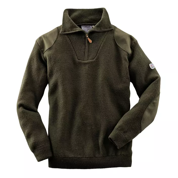 Terrax ½-zip stickad tröja, Olivgrön, large image number 0