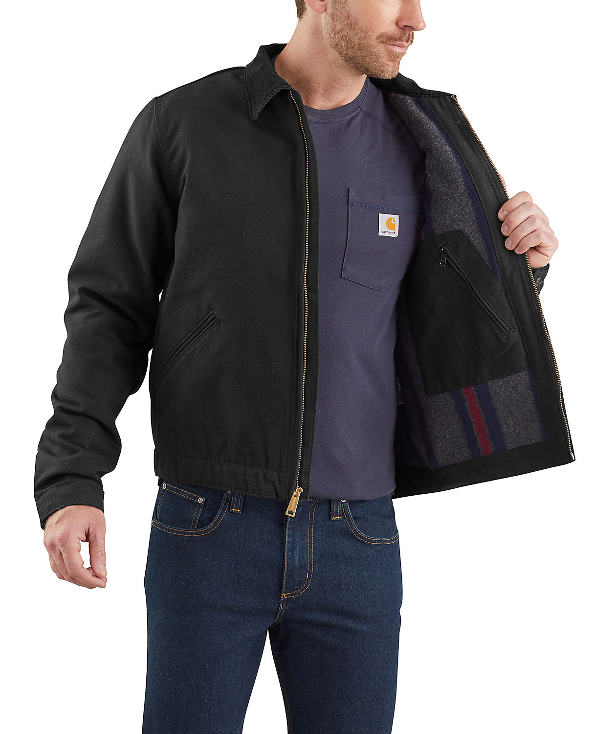 Carhartt Duck Detroit jacka, Svart, large image number 6