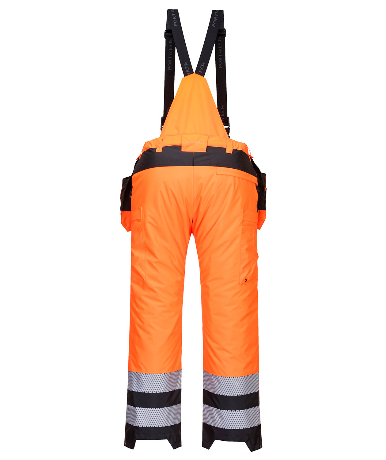 Portwest PW3 winter craftsmens Bib and Brace, Hi-Vis Orange/Black, large image number 2