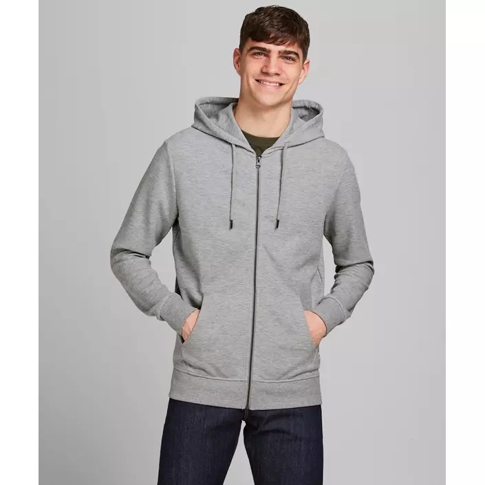 Jack & Jones JJEBASIC hoodie med blixtlås, Light Grey, large image number 1