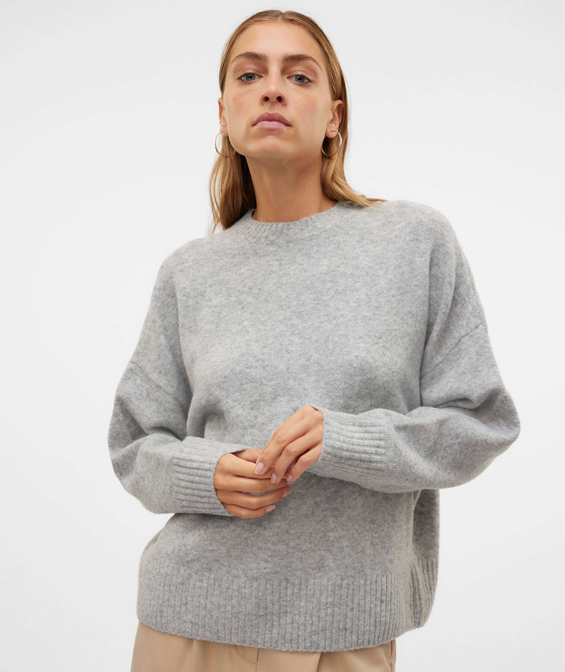 Vero Moda VMBOOM women's knitted pullover, Light Grey Melange, large image number 3