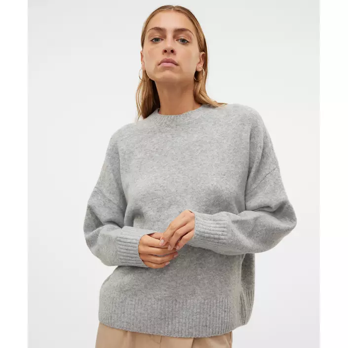 Vero Moda VMBOOM stickad tröja dam, Light Grey Melange, large image number 3